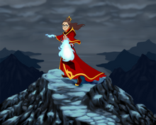 Load image into Gallery viewer, A woman bending air on a mountain top in this customized Avatar portrait.