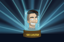 Load image into Gallery viewer, Personalised Futurama Portrait of a man named Dylan whose head is inside the jar looking displeased.