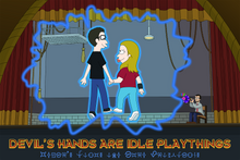 Load image into Gallery viewer, Custom Futurama artwork where a couple is drawn as main characters from the show and Fry is sitting on a chair and playing Holophonor.