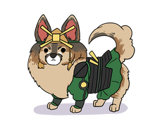 Load image into Gallery viewer, A corgi dressed in an earthbender outfit standing and looking in the front in this Avatar style portrait.