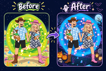 Load image into Gallery viewer, Custom Halloween Portrait Makeover – Digital Artwork
