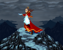 Load image into Gallery viewer, A woman bending air on a mountain top in this customized Avatar portrait.
