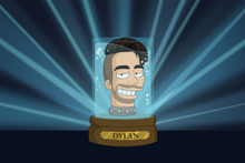 Load image into Gallery viewer, Personalised Futurama Portrait of a man named Dylan whose head is inside the jar looking displeased.
